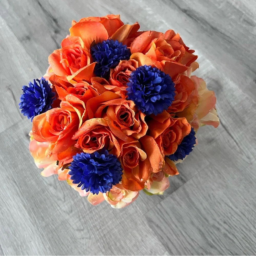 Vibrant Orange and Blue Floral Bouquet